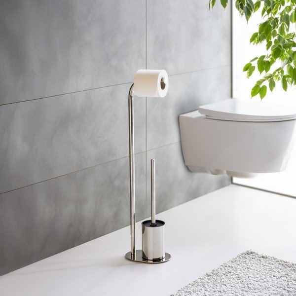 Spīdīgas sudraba krāsas nerūsējošā tērauda tualetes papīra turētājs ar statīvu Levante – Wenko-image-2