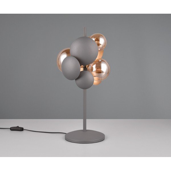 Pelēka/zelta krāsas galda lampa ar stikla abažūru (augstums 50 cm) Bubble – Trio Select-image-2