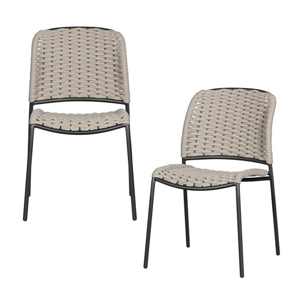 Melni/bēši metāla dārza krēsli (2 gab.) Taku – Exotan-image-1