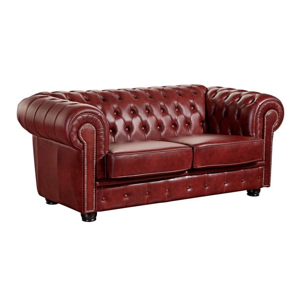 Sarkans ādas dīvāns Max Winzer Norwin, 174 cm