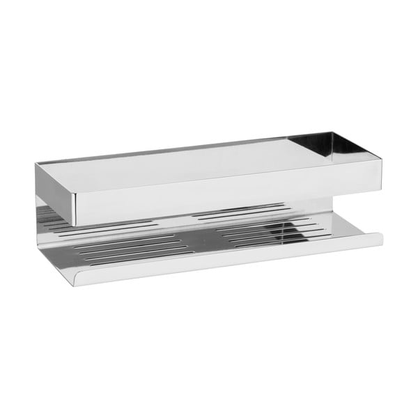 Spīdīgas sudraba krāsas nerūsējošā tērauda pašlīmējošs vannas istabas plaukts Genova – Wenko-image-1