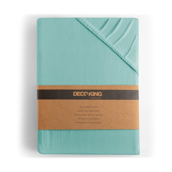 Tirkīzzils trikotāžas palags ar gumiju 200x200 cm Amber – Restilo-image-4