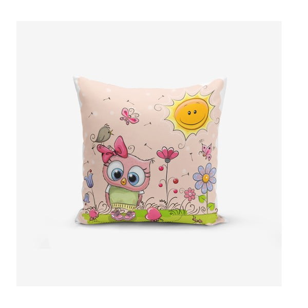 Bērnu spilvendrāna 43x43 cm Pink Owl – Mila Home