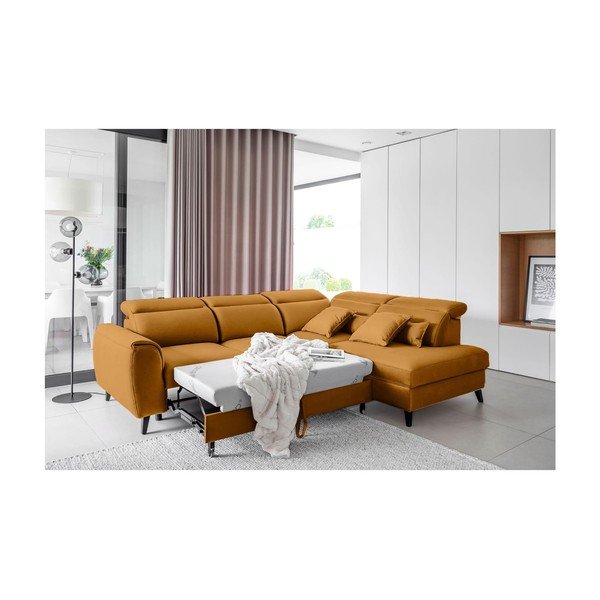 Dzeltens samta salokāms/ar uzglabāšanas vietu stūra dīvāns (ar labo stūri/L veida) Noble – ELTAP-image-4