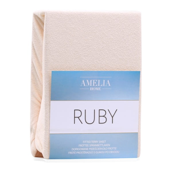 Bēšs frotē palags ar gumiju 240x220 cm Ruby – Restilo-image-2