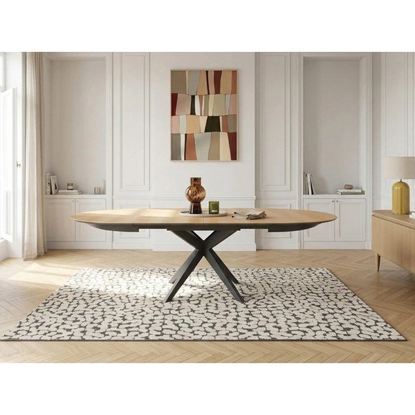 Apaļš izvelkams ēdamgalds ar papildu galda virsmu ar ozolkoka imitācijas galda virsmu ø 127 cm Judith – Bobochic Paris-image-1