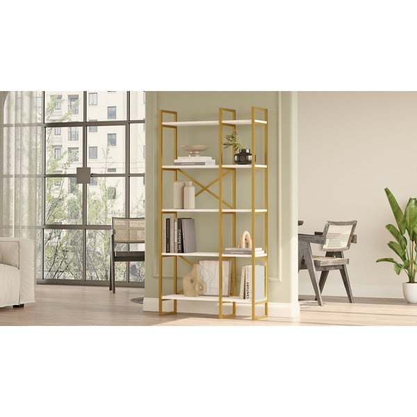 Balts/zelta krāsas plaukts 87,5x175 cm Monica – Kalune Design-image-3