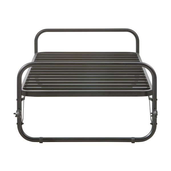 Melna metāla salokāma vienvietīga gulta ar redelēm 90x200 cm Lucy – WOOOD-image-2