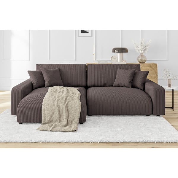 Brūns velveta salokāms stūra dīvāns (ar maināmu stūri) Sara – Ropez-image-1