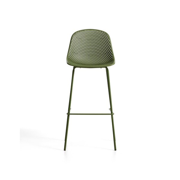 Zaļš metāla/plastmasas dārza bāra krēsls Quinby – Kave Home-image-3
