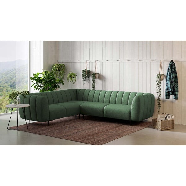 Tumši zaļš stūra dīvāns (ar kreiso stūri/L veida) Shel – Ghado-image-1