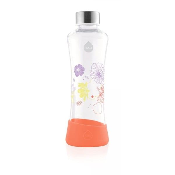 Oranža stikla ūdens pudele Equa Flowerhead Poppy, 550 ml