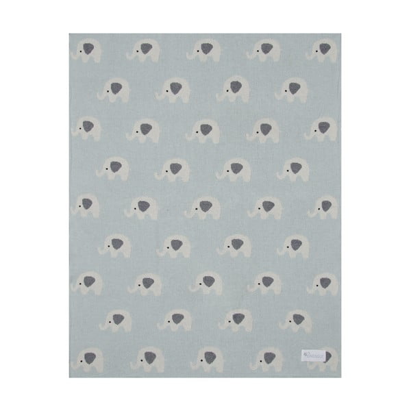 Zila kokvilnas bērnu sega Kindsgut Elephants, 80 x 100 cm-image-3