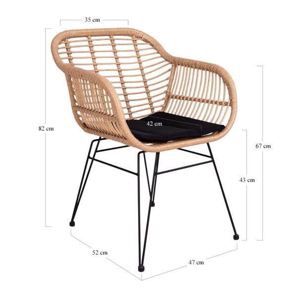 2 mākslīgās rotangpalmas dārza krēslu komplekts House Nordic Trieste-image-4