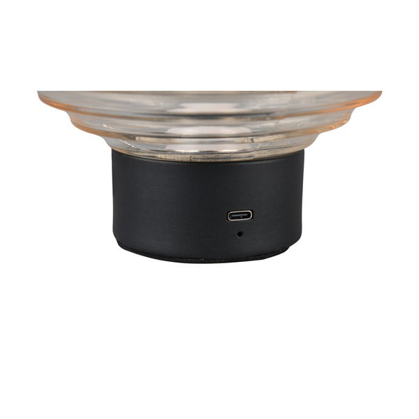 Melna/bēša LED galda lampa ar regulējamu spilgtumu un stikla abažūru (augstums 14,5 cm) Earl – Reality-image-3