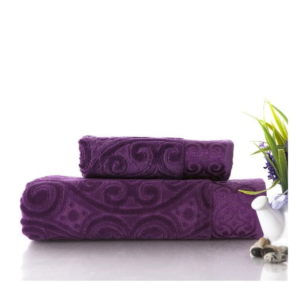 2 dvieļu komplekts Hanzade Purple, 50x90 cm un 70x140 cm