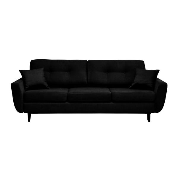 Melns trīsvietīgs izlaižams dīvāns ar melnām kājām Mazzini Sofas Jasmin