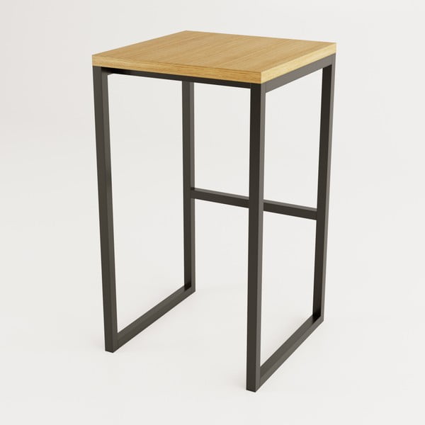 Melna/dabīga toņa bāra taburete ar ozolkoka imitāciju Frame – Woodman-image-2