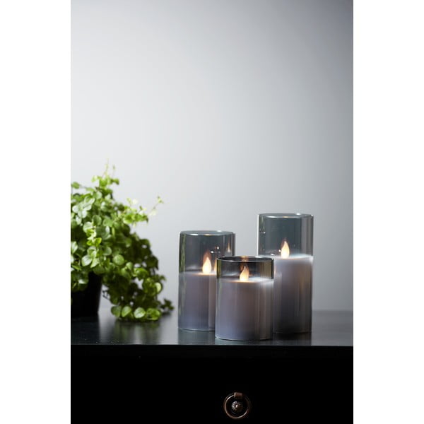 Pelēka LED svece no stikla Star Trading M-Twinkle, augstums 12,5 cm-image-4