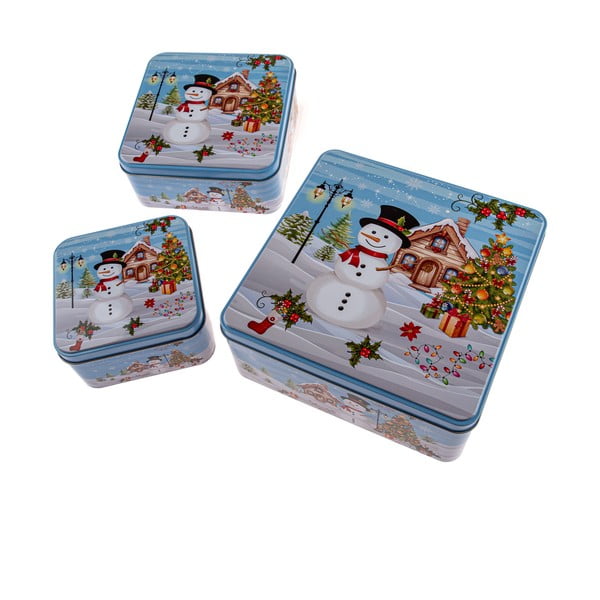 Metāla konteineri piparkūkām (3 gab.) Snowman – Dakls