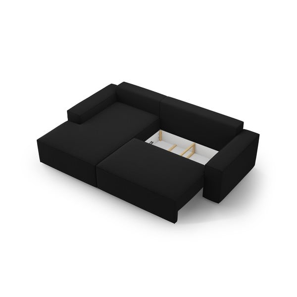 Melns salokāms stūra dīvāns (ar kreiso stūri) Jodie – Micadoni Home-image-4