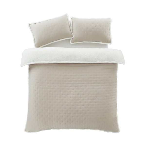 Bēša divguļamā gultas veļa no Sherpa flīsa 230x220 cm Cosy Nori – Catherine Lansfield