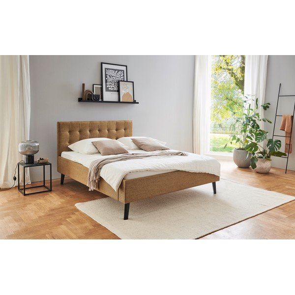 Brūna polsterēta divvietīga gulta bez režģa 140x200 cm Empire – Meise Möbel-image-1