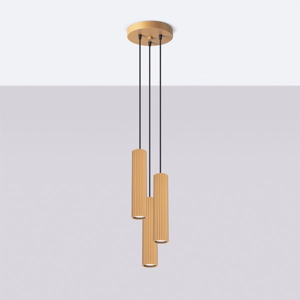 Zelta krāsas piekaramā lampa ø 19,5 cm Gleam – Sollux-image-3