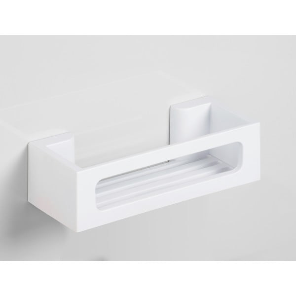 Matēti balts plastmasas vannas istabas plaukts ar uzstādīšanu bez urbšanas/ar Turbo-Loc stiprinājumu Bralia – Wenko-image-4