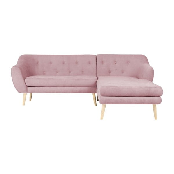 Gaiši rozā trīsvietīgs dīvāns ar labo stūri Mazzini Sofas Sicile