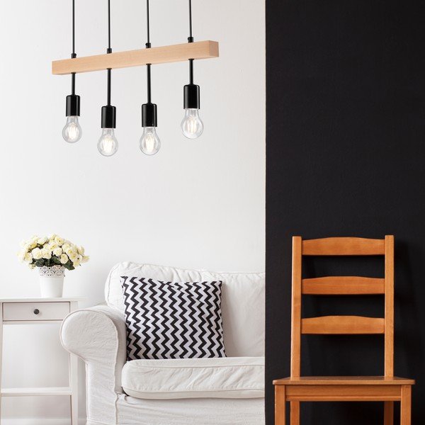 Melna/dabīga toņa piekaramā lampa Orazio – LAMKUR-image-2