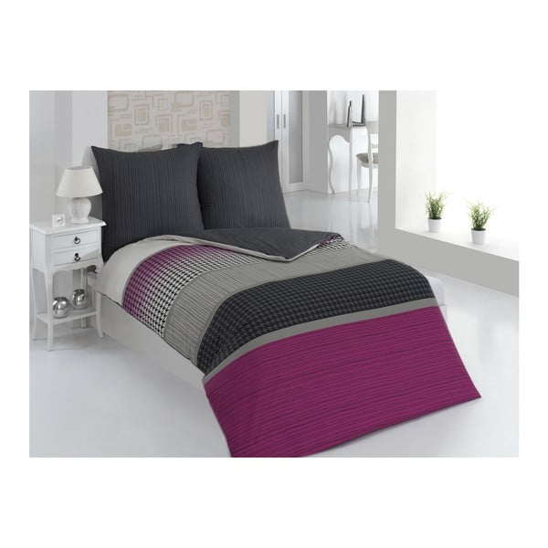 Gultas veļa ar spilvenu Sarita Purple, vienvietīga gulta, 135x200 cm