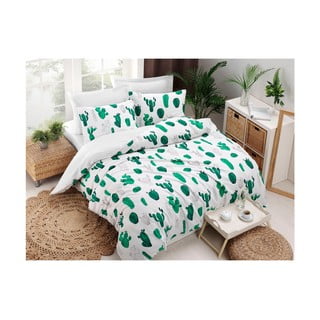 Divguļamās kokvilnas maisījuma gultas veļa ar palagu un 2 spilvendrānām Cactus Green, 200 x 220 cm