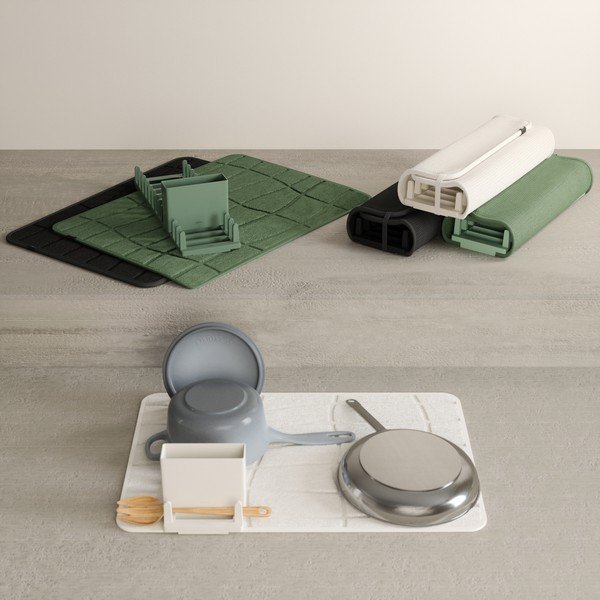 Matēti melns plastmasas trauku žāvēšanas paliktnis 61x43 cm Udry – Umbra-image-4