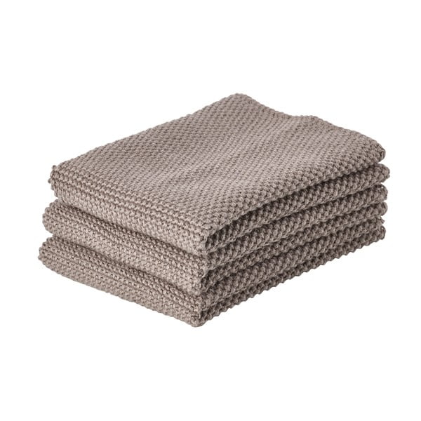 3 brūnu kokvilnas virtuves dvieļu komplekts Zone Natural