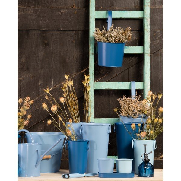 2 metāla podiņu komplekts ar tumši zilu paliktni Esschert Design Gardener-image-1