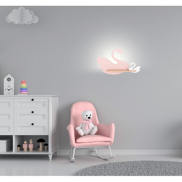 Balts/rozā bērnu gaismeklis Swan – Candellux Lighting-image-1