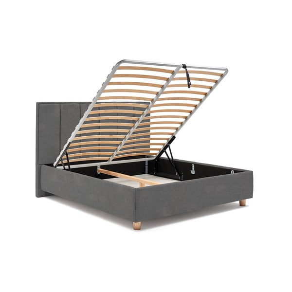 Pelēka divguļamā gulta ar režģi un uzglabāšanas vietu ProSpánek Wega, 180 x 200 cm-image-4