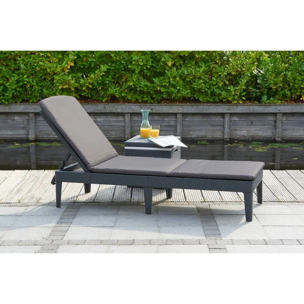 Tumši pelēks plastmasas dārza zvilnis Jaipur – Keter-image-1