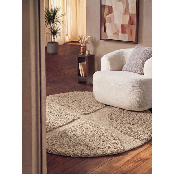 Bēšs ar rokām darināts apaļš paklājs ø 160 cm Lambeth Jasper – Ted Baker-image-1