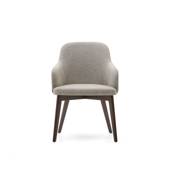 Bēšs polsterēts ēdamistabas krēsls ar roku balstiem Nelida – Kave Home-image-3