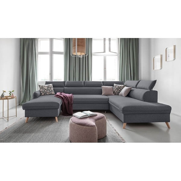 Tumši pelēks salokāms stūra dīvāns (ar labo stūri) Sweet Harmony – Miuform-image-1