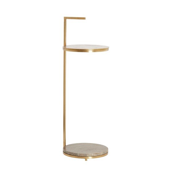 Apaļš sānu galdiņš ar marmora virsmu ø 26 cm Leda – Light & Living-image-1