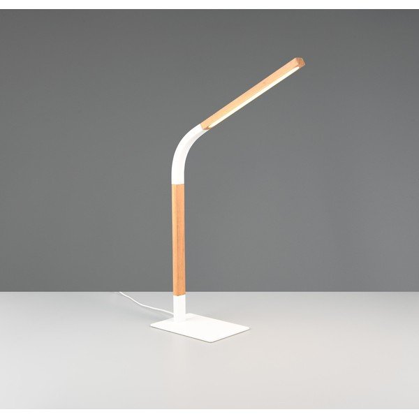 Balta/dabīga toņa LED galda lampa ar regulējamu spilgtumu un koka abažūru (augstums 73,5 cm) Norris – Trio-image-2