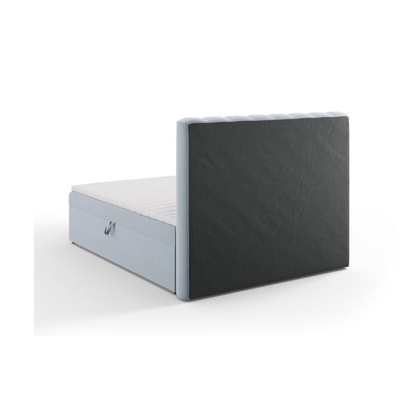 Gaiši zila atsperu gulta ar veļas kasti 160x200 cm Gina – Milo Casa-image-4