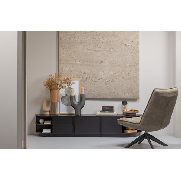 Melns priedes masīvkoka modulārais TV galdiņš 75x40 cm Finca – WOOOD-image-1