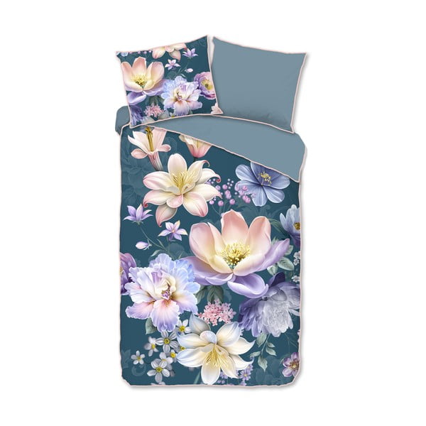 Zila vienguļamā/īpaši gara gultas veļa no kokvilnas satīna 140x220 cm Mirery – Descanso