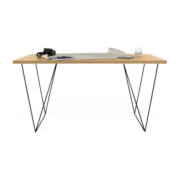 Ozolkoka rakstāmgalds ar melnām kājām TemaHome Flow, 140 x 75 cm-image-2