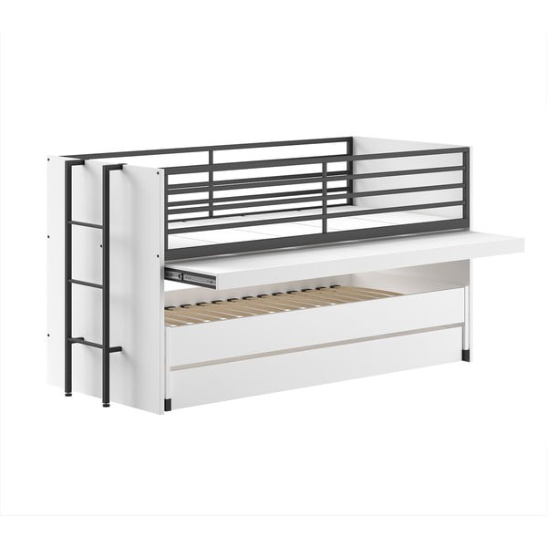 Balta divstāvu/izvelkama bērnu gulta ar redelēm 90x200 cm Sam – Vipack