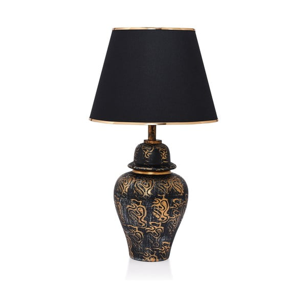 Melna galda lampa ar auduma abažūru (augstums 54 cm) Derin – Opviq lights